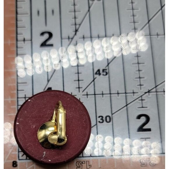 Cherry Red Enamel Clip On Earrings Hand Painted Vintage Floral Design - Picture 3 of 10